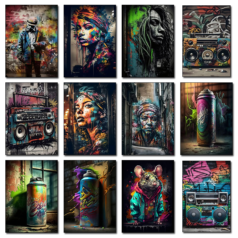 Resin Art On Canvas - Street Graffiti Art Drawing Recorder Posters