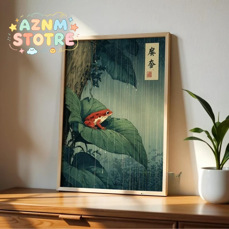 Resin Art On Canvas - 1pc Japanese Frog Canvas Wall Art,