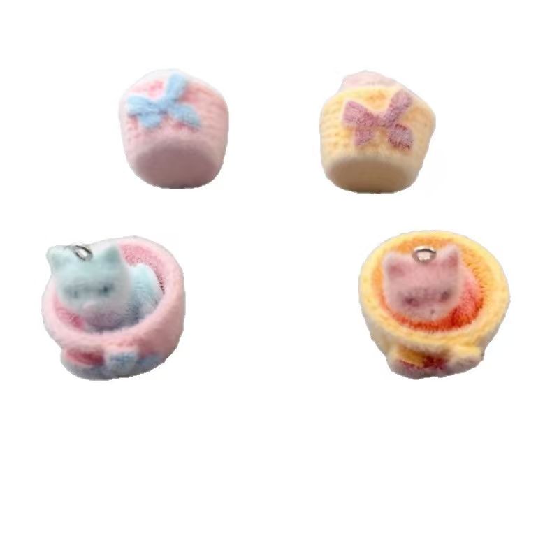 4pcs 3D plush resin cat pendan - Resin Art Accessories ulasan dan harga
