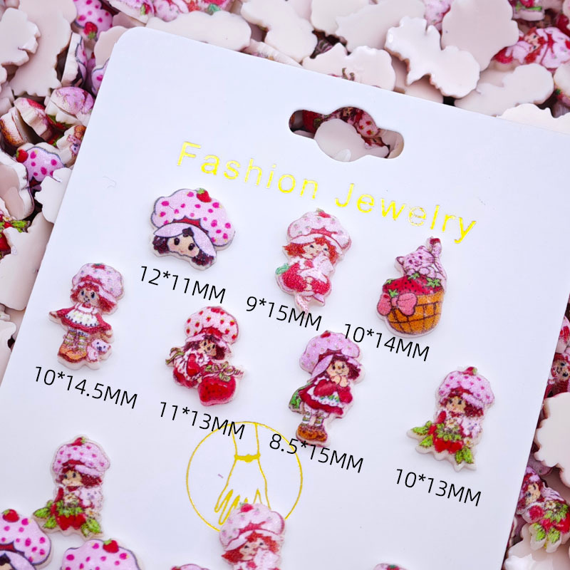 Cartoon strawberry girl nail a - Resin Art Accessories ulasan dan harga