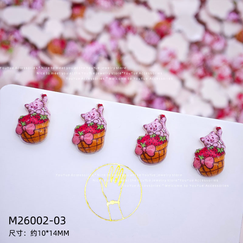 Cartoon strawberry girl nail a - Resin Art Accessories ulasan dan harga