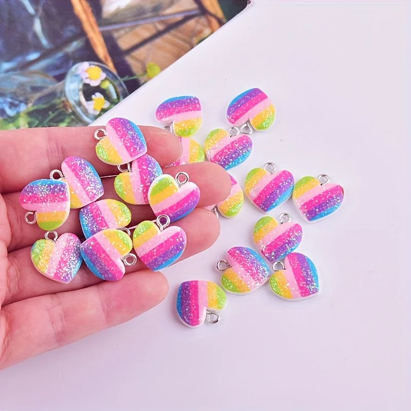 10Pcs Colorful Heart Resin Cha - Resin Art Accessories ulasan dan harga
