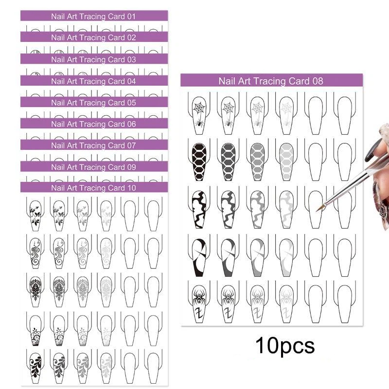 10pcs Nail Art Lines Practice  - Resin Art Guide Book ulasan dan harga