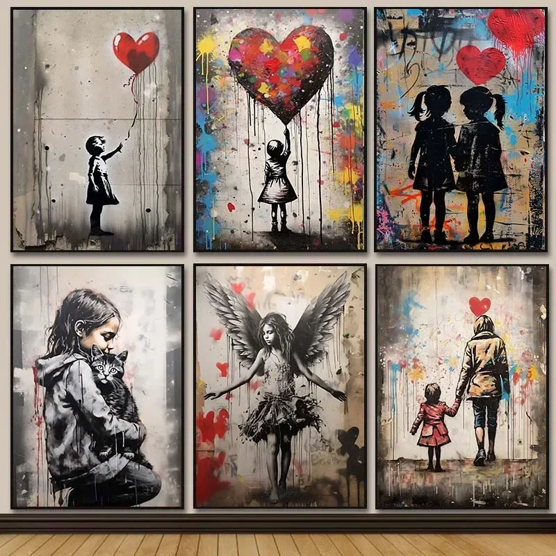 Banksy Graffiti Boy Girl with  - Resin Art On Canvas ulasan dan harga
