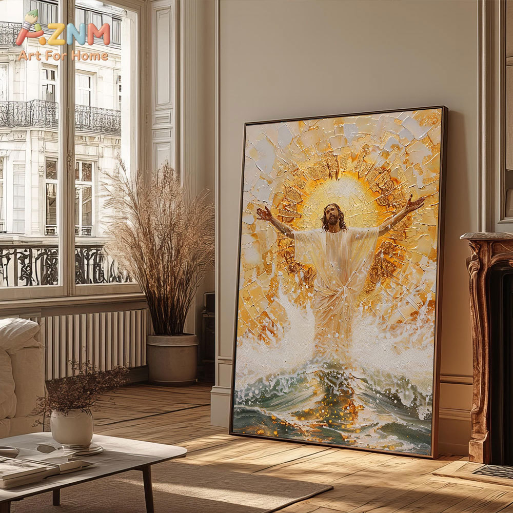 AZNM Jesus Christ Canvas Print - Resin Art On Canvas ulasan dan harga