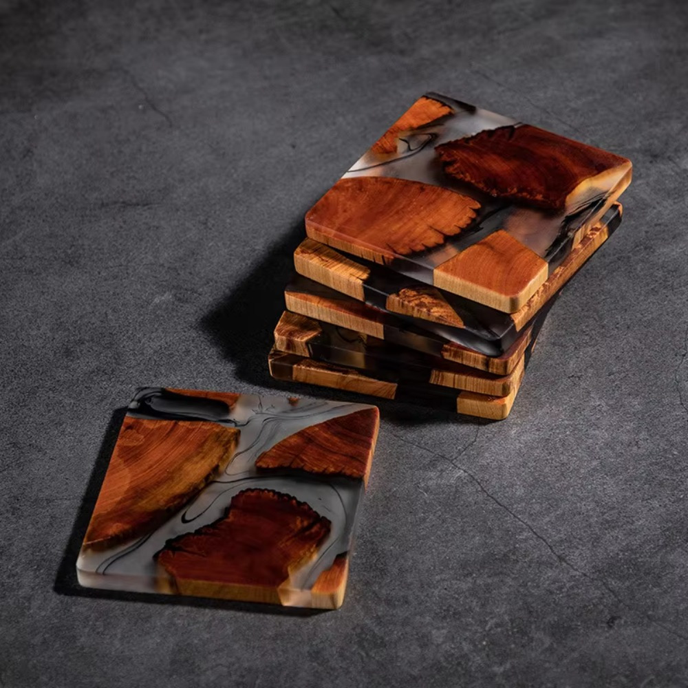 Wood Resin Coasters Square Cup - Resin Art Coasters ulasan dan harga