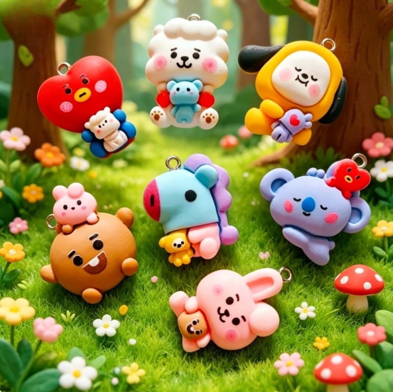 7pcs BT21 Resin Cartoon Charm  - Resin Art Accessories ulasan dan harga
