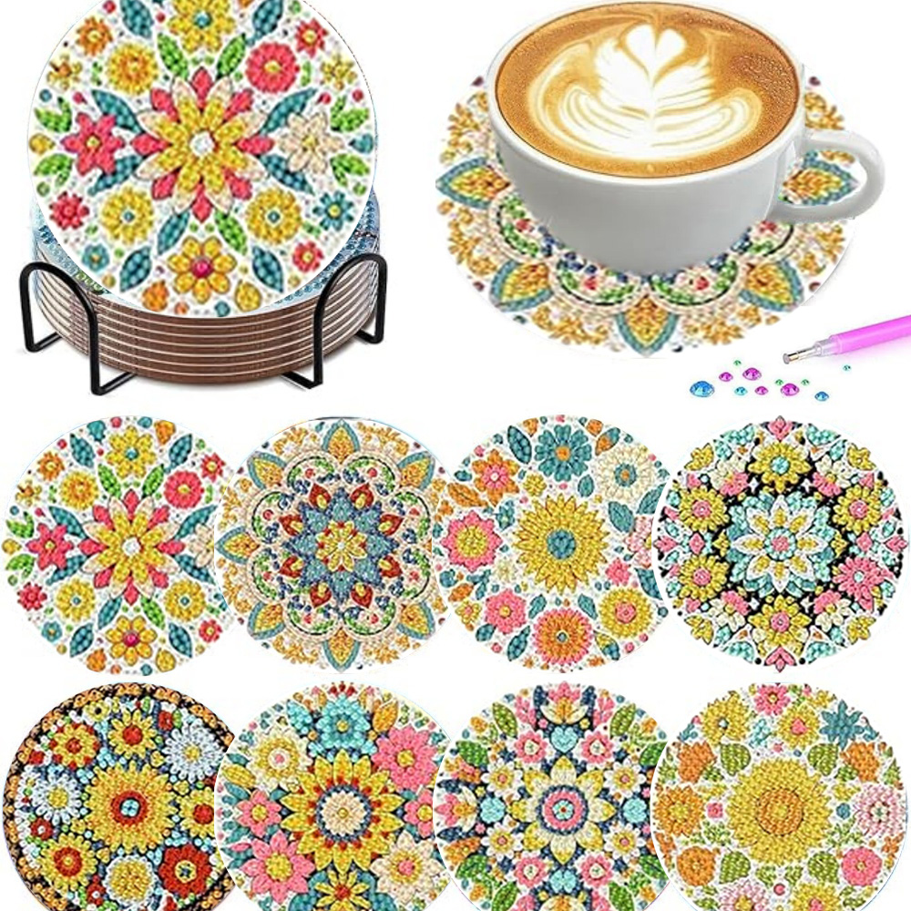 8-piece set/Diamond painting c - Resin Art Coasters ulasan dan harga