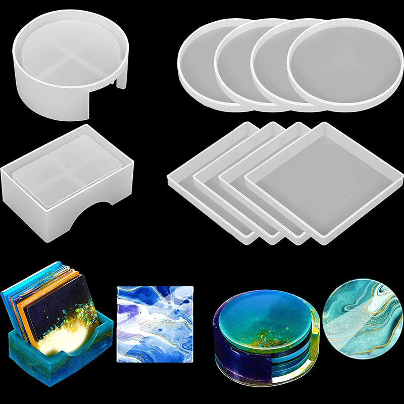 Round Square Coaster Silicone  - Resin Art Coasters ulasan dan harga