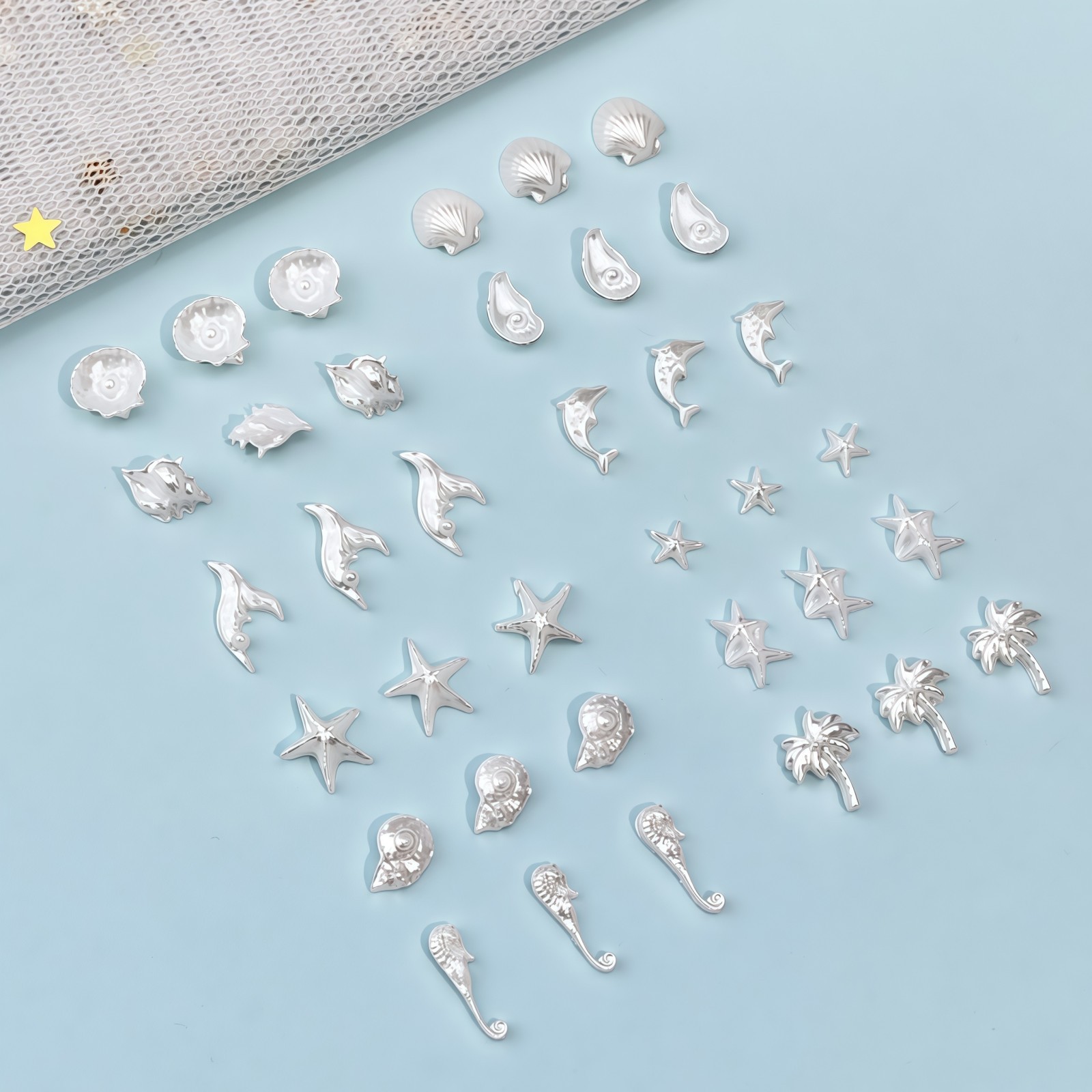 50PCS Dreamy Blue Sea Series R - Resin Art A Keychain ulasan dan harga